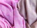 Soft linen fabric texture with ruffled folds