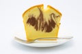 Soft marble butter cake on white disk Royalty Free Stock Photo