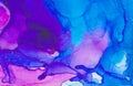 Soft modern ethereal light blue, pink and purple alcohol ink abstract background. Liquid watercolor paint splash texture effect Royalty Free Stock Photo