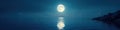 Soft moonlight kisses the still ocean, creating a path of shimmering light , atmosphere, reflection, dreamy Royalty Free Stock Photo