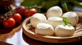 Soft mozzarella cheese on a wooden board cut into bars. Sour-milk product, cottage cheese