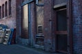 Soft muted colors in a brick alleyway