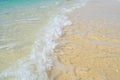 Soft ocean wave Beautiful white beach on sandy beach. background Royalty Free Stock Photo