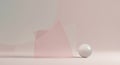 Soft pastel abstract composition with geometric shapes, clear panels and a shiny sphere Royalty Free Stock Photo
