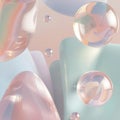Soft Pastel Abstract 3D Sculpture with Glossy and Glass Elements Royalty Free Stock Photo