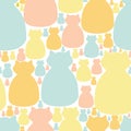 Soft Pastel cat silhouette seamless vector pattern