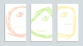 Soft pastel color hand drawing artistic stroke copy space card set.