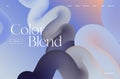 Soft pastel gradient fluid flow shape landing page. Cold tones modern color blue and orange blend background design for cover, Royalty Free Stock Photo