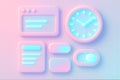 Soft Pastel Neon UI UX Elements Layout with Glowing Digital Interface Icons and Widgets for Modern Design Royalty Free Stock Photo