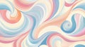 Soft pastel swirls and waves create abstract seamless pattern, evoking delicate feel