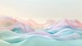 Soft pastel tones define 3D landscape, shaping serene hills, valleys with fluid lines. Abstract 3d background