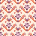 Soft Pastel Vintage Floral Cream and Orange