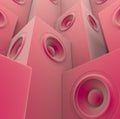 Soft pink 3d render of grouped sound-system Royalty Free Stock Photo