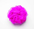 Soft pink bath sponge isolated on white background with copy space Royalty Free Stock Photo