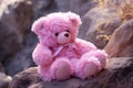 Soft Pink bear toy fluffy. Generate Ai