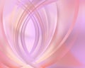 Soft pink blurred gradient background with tinted wavy lines.