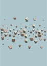 Soft Pink Confetti Vector Blue Background Royalty Free Stock Photo