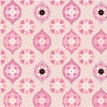 Soft pink decorated and textured seamless ogee pattern