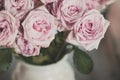 Soft Pink dozen roses in white vase