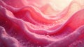 Soft pink fabric draped with delicate water droplets and fine particles under warm light. Generative AI Royalty Free Stock Photo