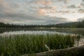 Soft Pink Light on Clouds Above Laurel Lake in Yosemite Royalty Free Stock Photo