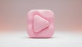 Soft Pink Play Button Icon on a Gradient Background Royalty Free Stock Photo