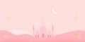 Soft Pink Ramadan Background with Mosque and Crescent Moon Royalty Free Stock Photo