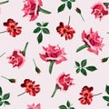 Soft pink roses seamless pattern