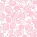 Soft pink slice of pomegranate on a white background. Soft fruit design element.