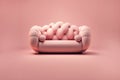 Soft pink sofa on pink background, 3D illustration, AI generated image. Modern minimalistic living room interior detail. Cosiness Royalty Free Stock Photo