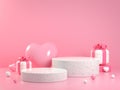 Soft Pink Valentine Collection Platform Concept With Gift Box Abstract Background 3d Render