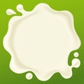 Soft and plain milk drop isolated on green Royalty Free Stock Photo