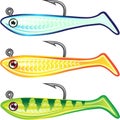 Soft plastic fishing lure bait fish imitation jig Vector illustration Royalty Free Stock Photo