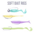 Soft plastic lure types for catching predatory fish. Royalty Free Stock Photo