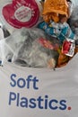 A soft plastics recycling point piled high and overflowing with single use plastic Royalty Free Stock Photo