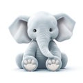 Soft Plush Elephant Isolated on White Background. Generative ai