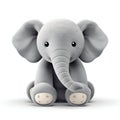 Soft Plush Elephant Isolated on White Background. Generative ai