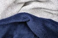 Blue and gray pile, unnatural fabrics for decorative pillows.