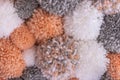 Soft pompom or pon-pon background made with woolen threads Royalty Free Stock Photo