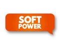 Soft power - ability to attract co-opt rather than coerce, text concept message bubble