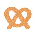 Soft pretzel icon. Sweet salted bakery. Fast food snack. Bakery Pastry. Isolated. White background. Flat design.