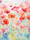 Soft and Radiant Poppy Field: Vibrant Watercolor Petals AI Generated