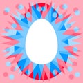 Soft red blue frame around the clear white egg