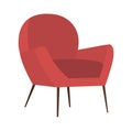 Soft chair isolated on white background. Furniture for interior design flat vector illustration Royalty Free Stock Photo