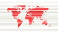 Soft red light lines map of the world silhouette