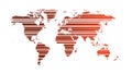 Soft and RED map of the world WITH HORIZONTAL SHADOWS