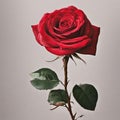 Soft red rose on gray background