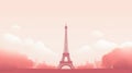 Soft red stylized sketch drawing of Paris Eiffel Tower large view in flat colors