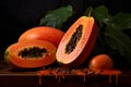 Soft Ripe papaya fruit. Generate ai Royalty Free Stock Photo