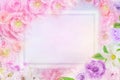 Soft romance roses flower frame with copy space for greeting card wedding,valentine in pastel vintage tone
